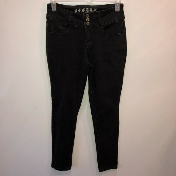 Hydraulic Womens Size 8 Black Nolita Stretch 3 Buttons Curvy Ankle Skinny Jeans - Picture 4 of 11